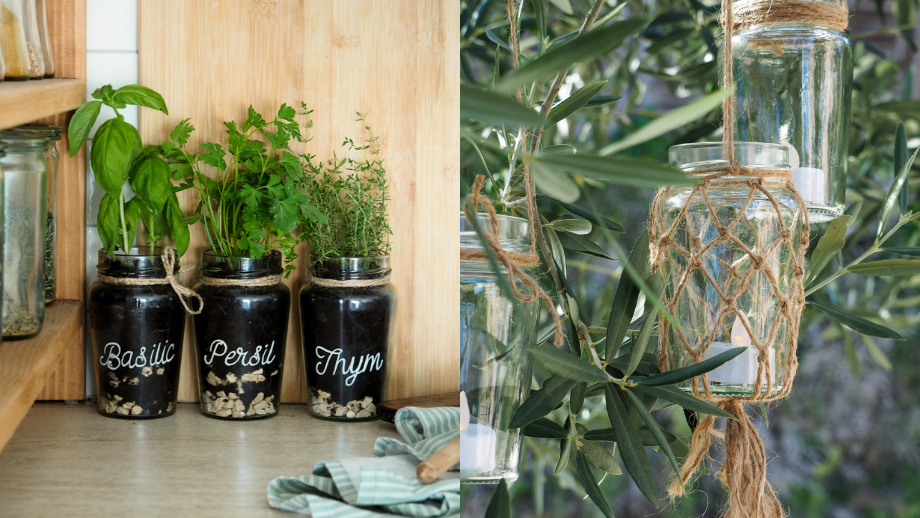Comment décorer des pots en verres avec des feuilles de menthe martelées -  Marie Claire